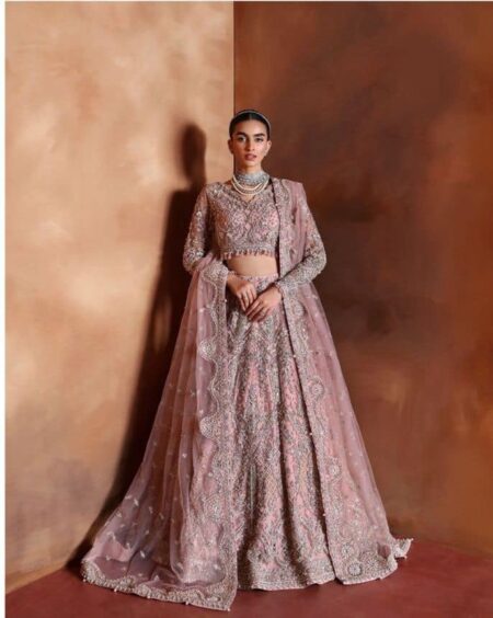 Nooré Luxe Hand-Embroidered Net Frock with Dupatta & Satin Silk Trouser