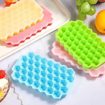 Honeycomb Silicone Ice Cube Tray with Lid – 37 Cube Mold